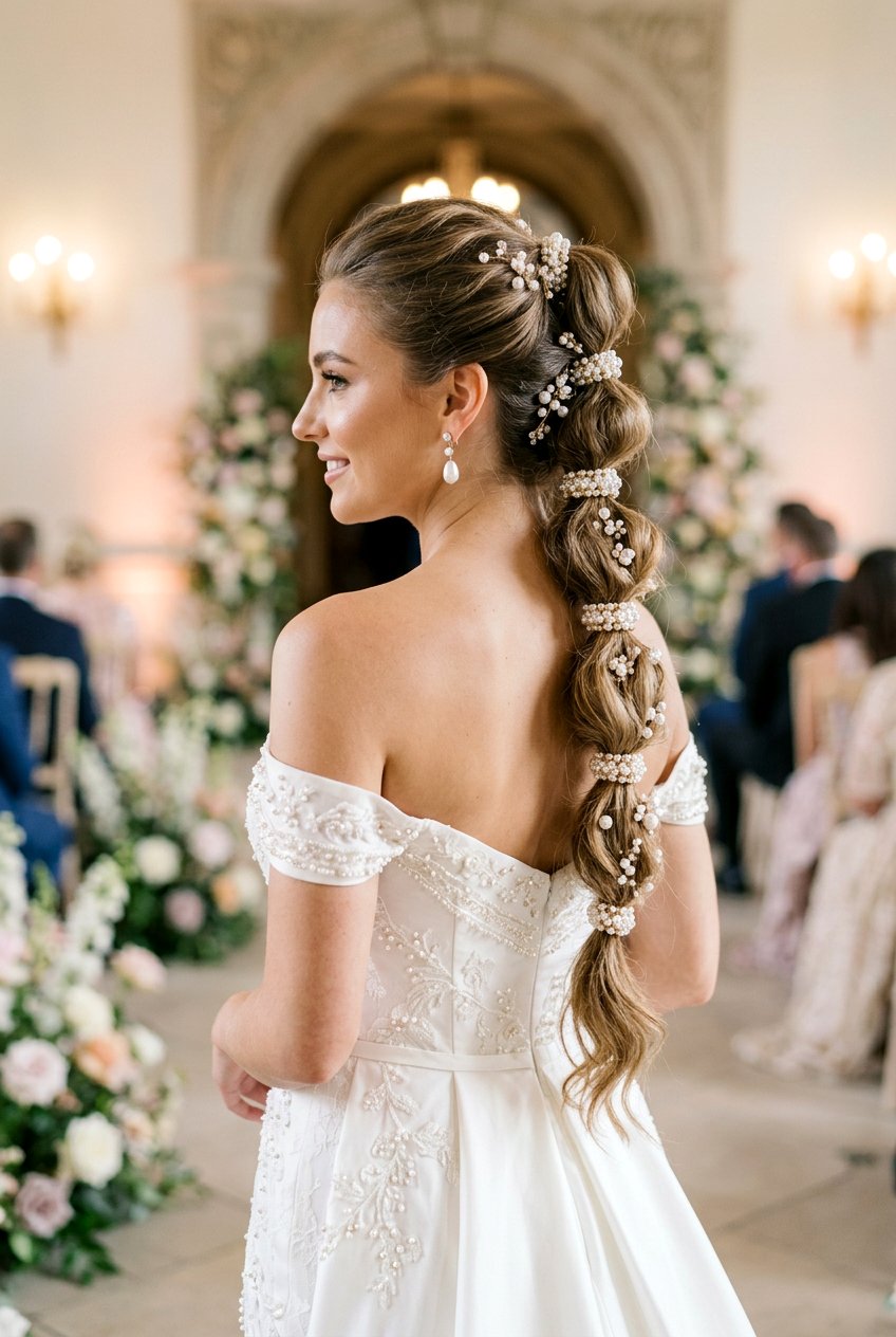 Bubble Braid With Pearls - 20 prom hairstyle with bubble braid - 20 prom hairstyle with bubble braid