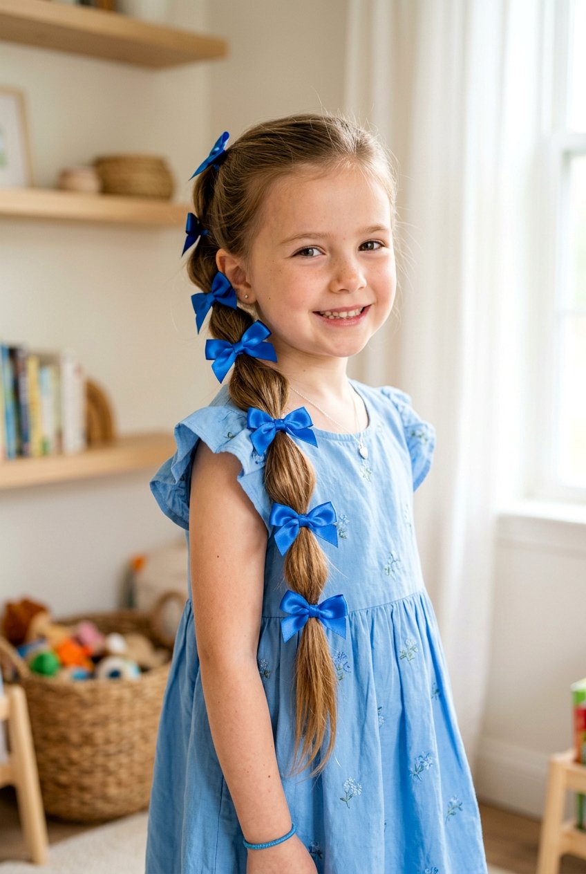 Bubble Braid With Ribbons - 20 bubble braid for little girls - 20 bubble braid for little girls