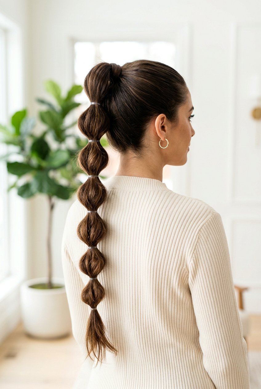 Bubble Braided Ponytail - 20 bridesmaid hairstyles - 20 bridesmaid hairstyles