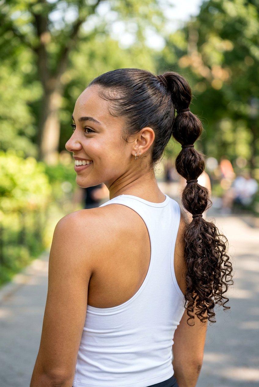 Bubble Braided Ponytail With Curly Ends - 20 braided ponytail with curls - 20 braided ponytail with curls
