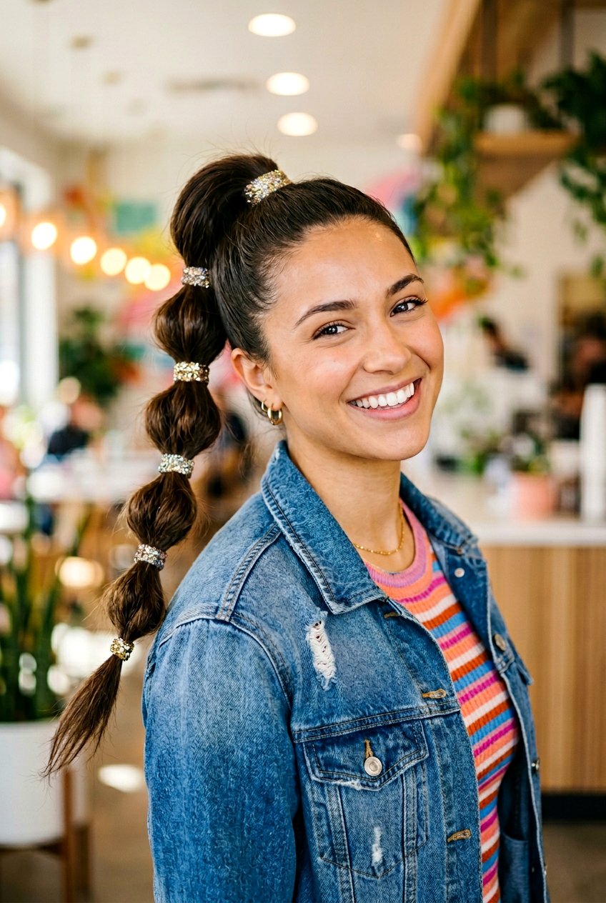 Bubble Braids With Glitter Bands - 20 glitter braid hairstyles - 20 glitter braid hairstyles