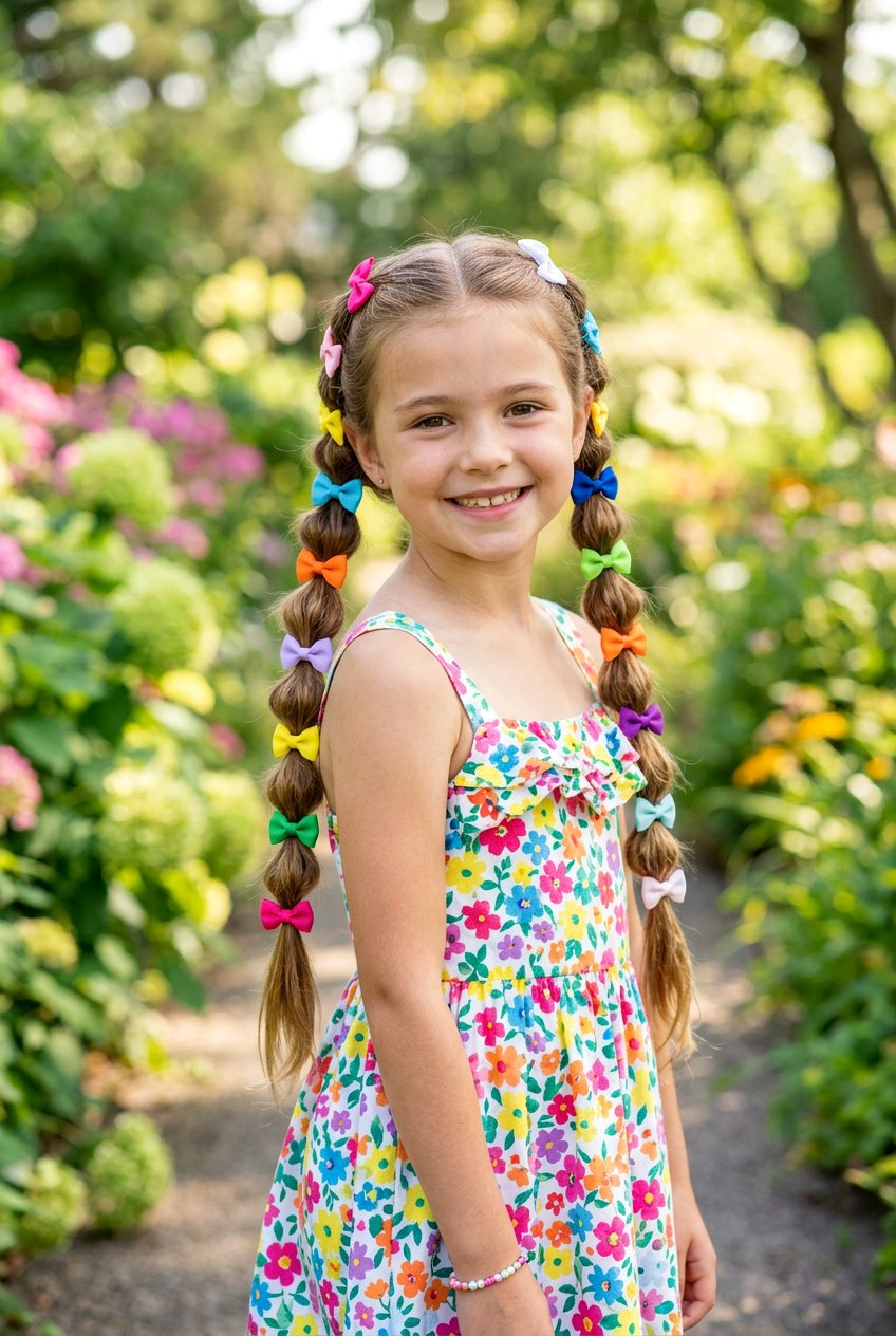 Bubble Braids With Mini Bows - 20 bow hairstyle for little girls - 20 bow hairstyle for little girls
