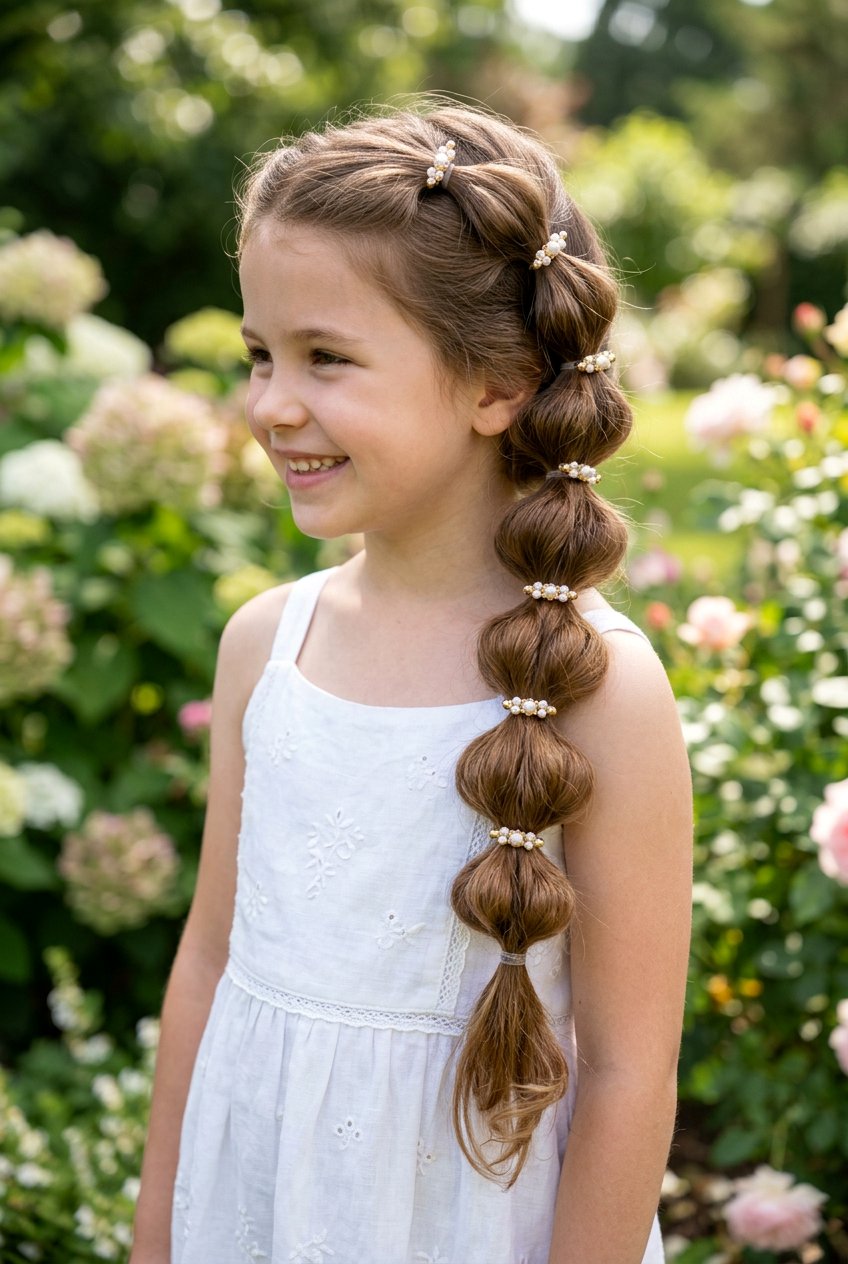 Bubble Braids With Pearl Barrettes - 20 cute clip hairstyles for girls - 20 cute clip hairstyles for girls