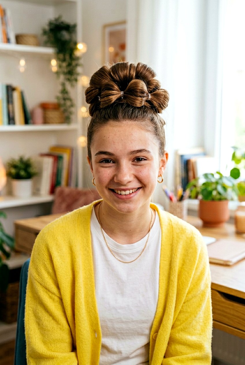 Bubble Bun - 20 quick bun hairstyle for teenage girls - 20 quick bun hairstyle for teenage girls