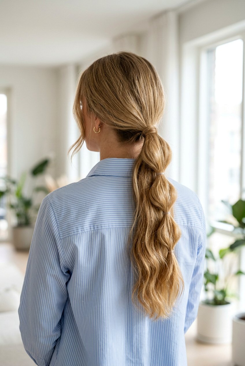 Bubble Low Pony - 20 quick hairstyle for office mornings - 20 quick hairstyle for office mornings