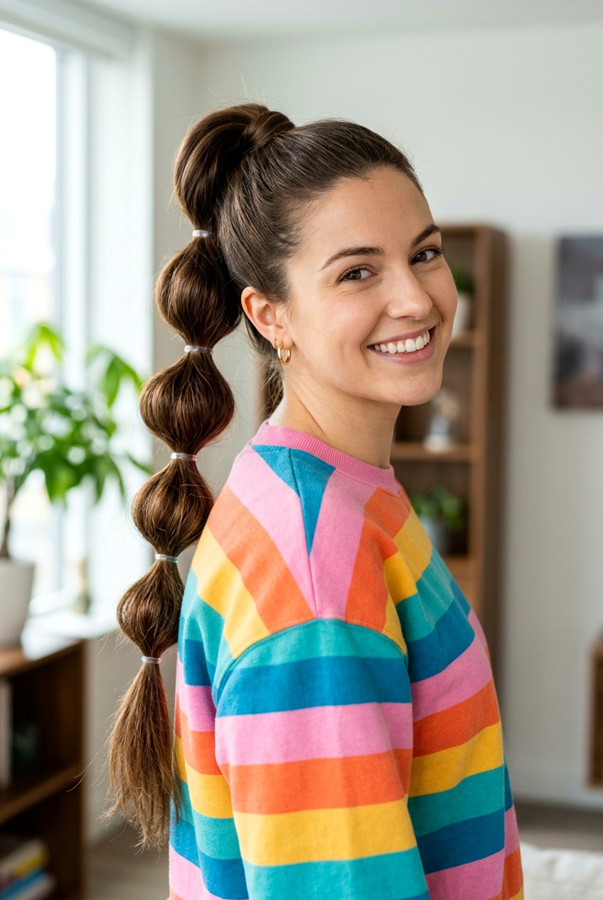 Bubble Ponytail - 20 easy library hairstyle for college girls - 20 easy library hairstyle for college girls
