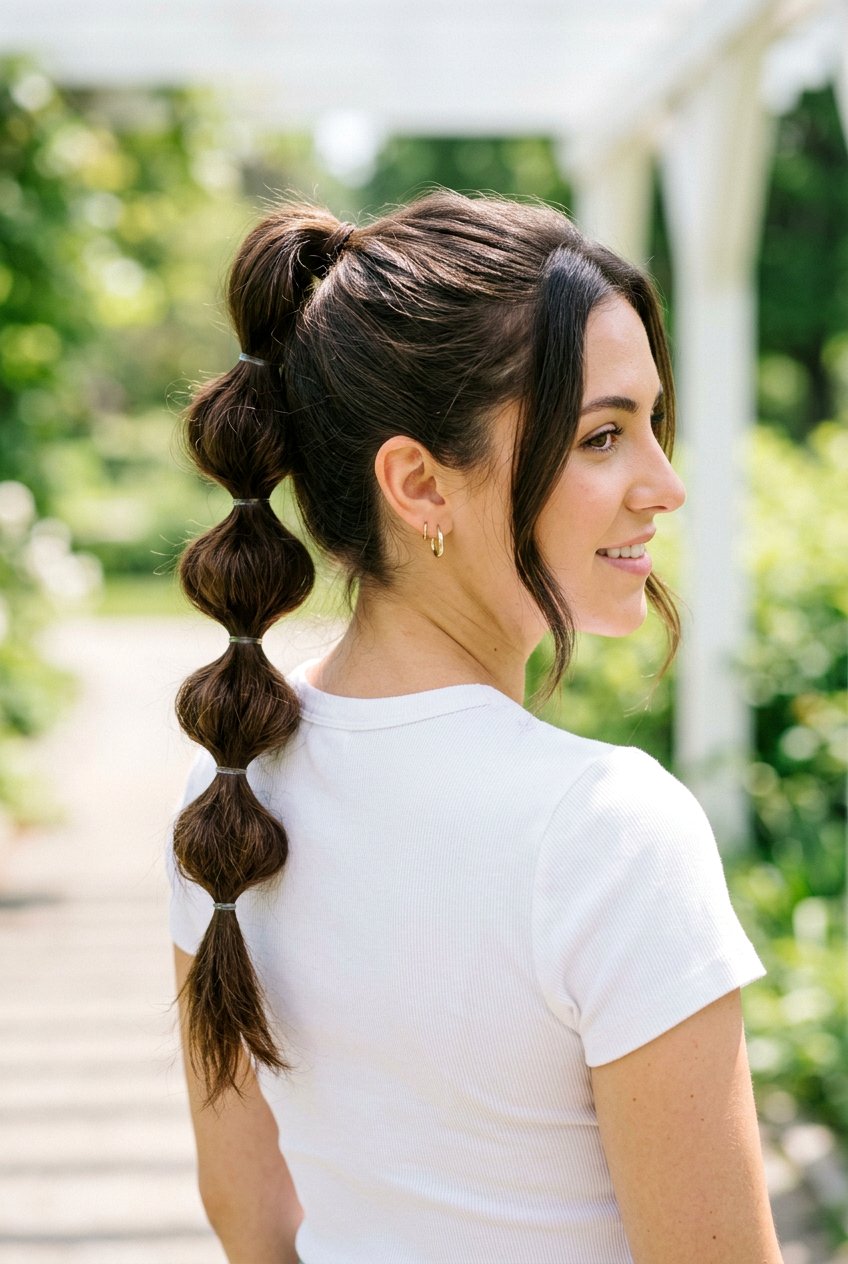 Bubble Ponytail - 20 school hairstyle for shoulder length fine hair - 20 school hairstyle for shoulder length fine hair