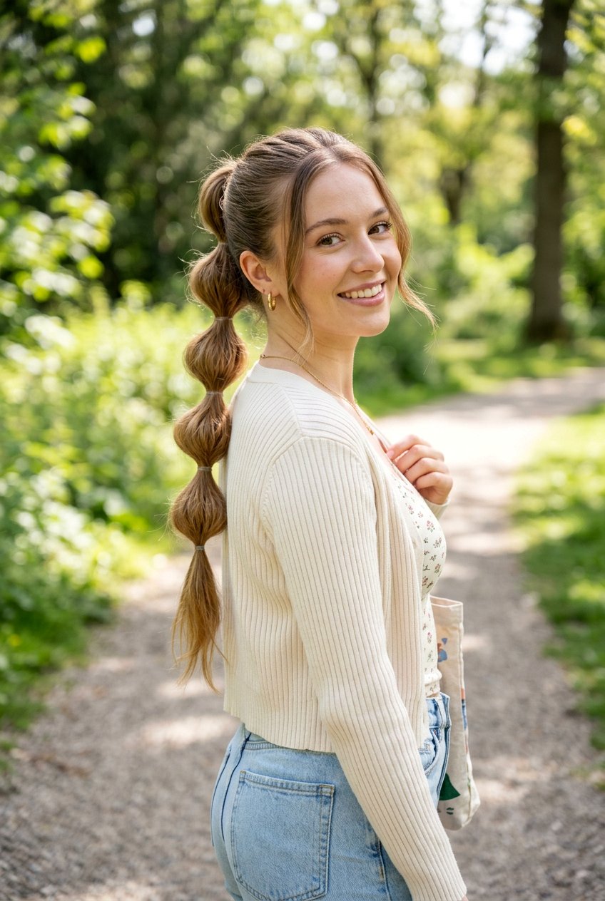 Bubble Ponytail - 20 easy hairstyles for mornings - 20 easy hairstyles for mornings