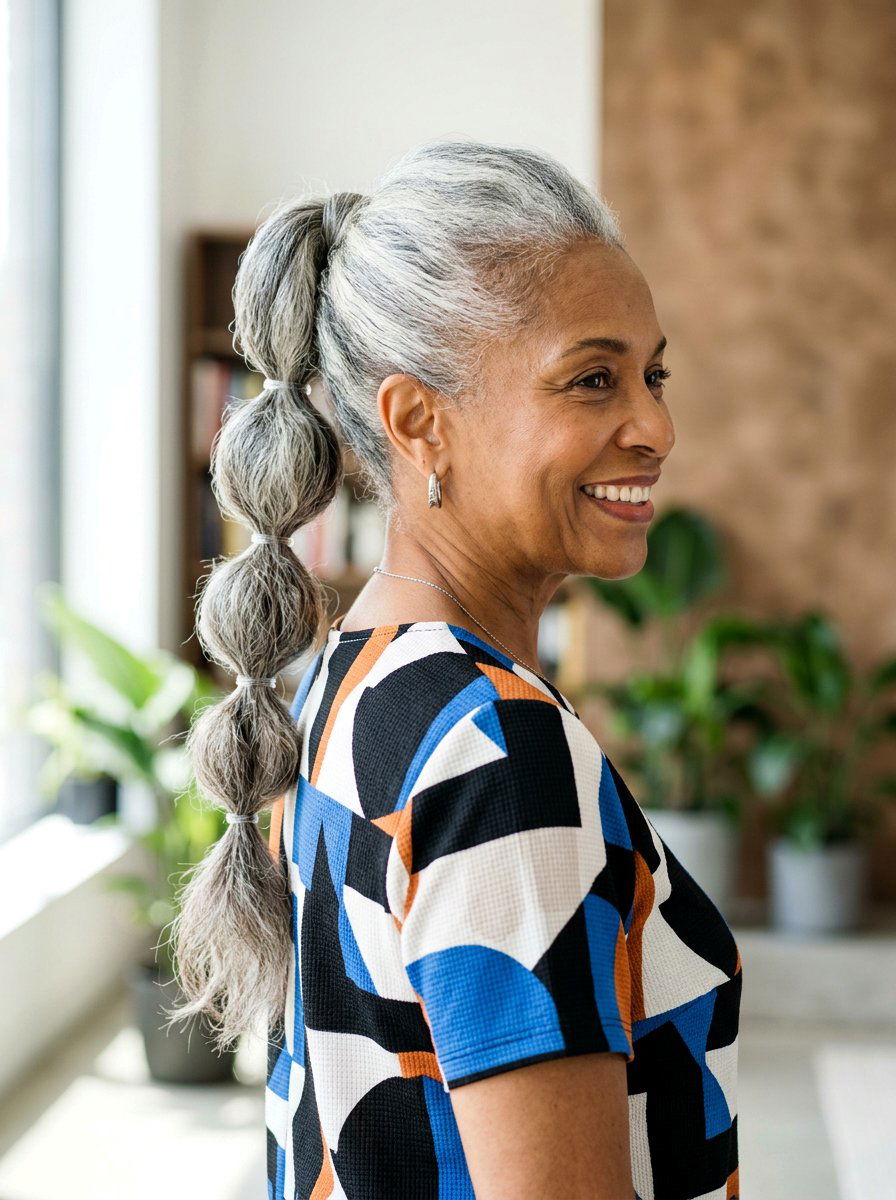 Bubble Ponytail - 20 elegant ponytail hairstyle for older women - 20 elegant ponytail hairstyle for older women