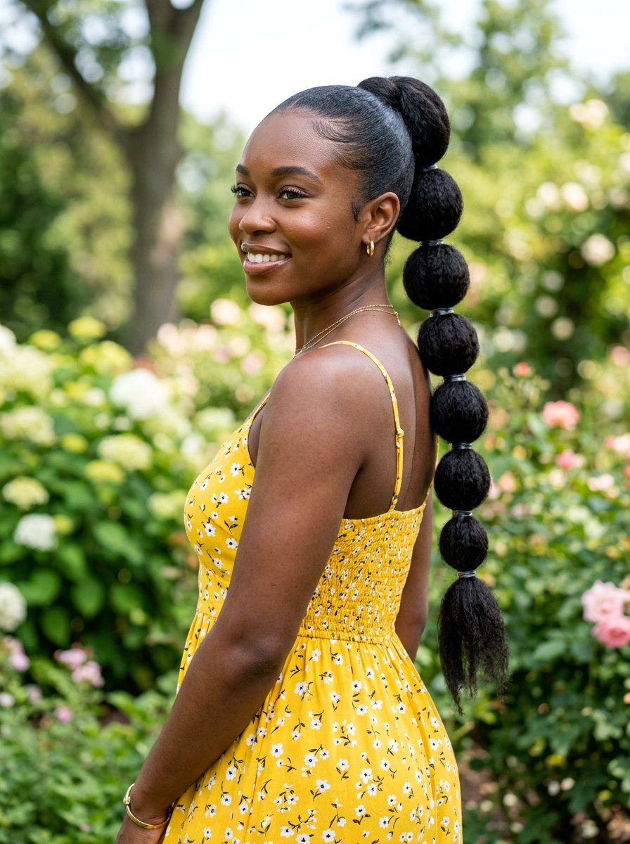 Bubble Ponytail - 20 ponytail hairstyles for black women - 20 ponytail hairstyles for black women