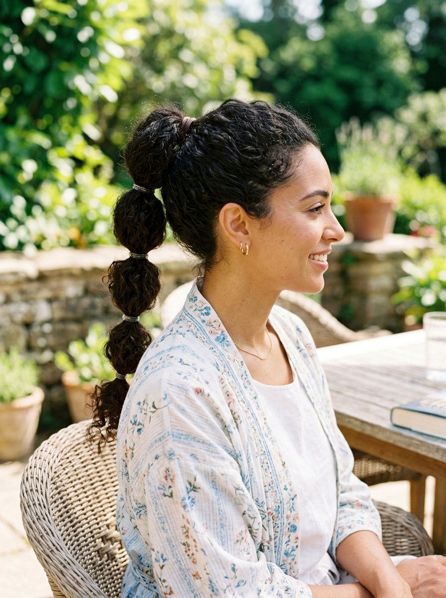 Bubble Ponytail - 20 satin bonnet hairstyles for curls - 20 satin bonnet hairstyles for curls