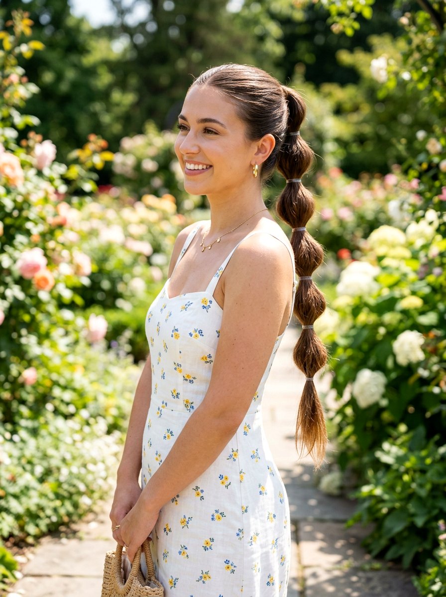 Bubble Ponytail - 20 sleek hairstyle for humid climate - 20 sleek hairstyle for humid climate