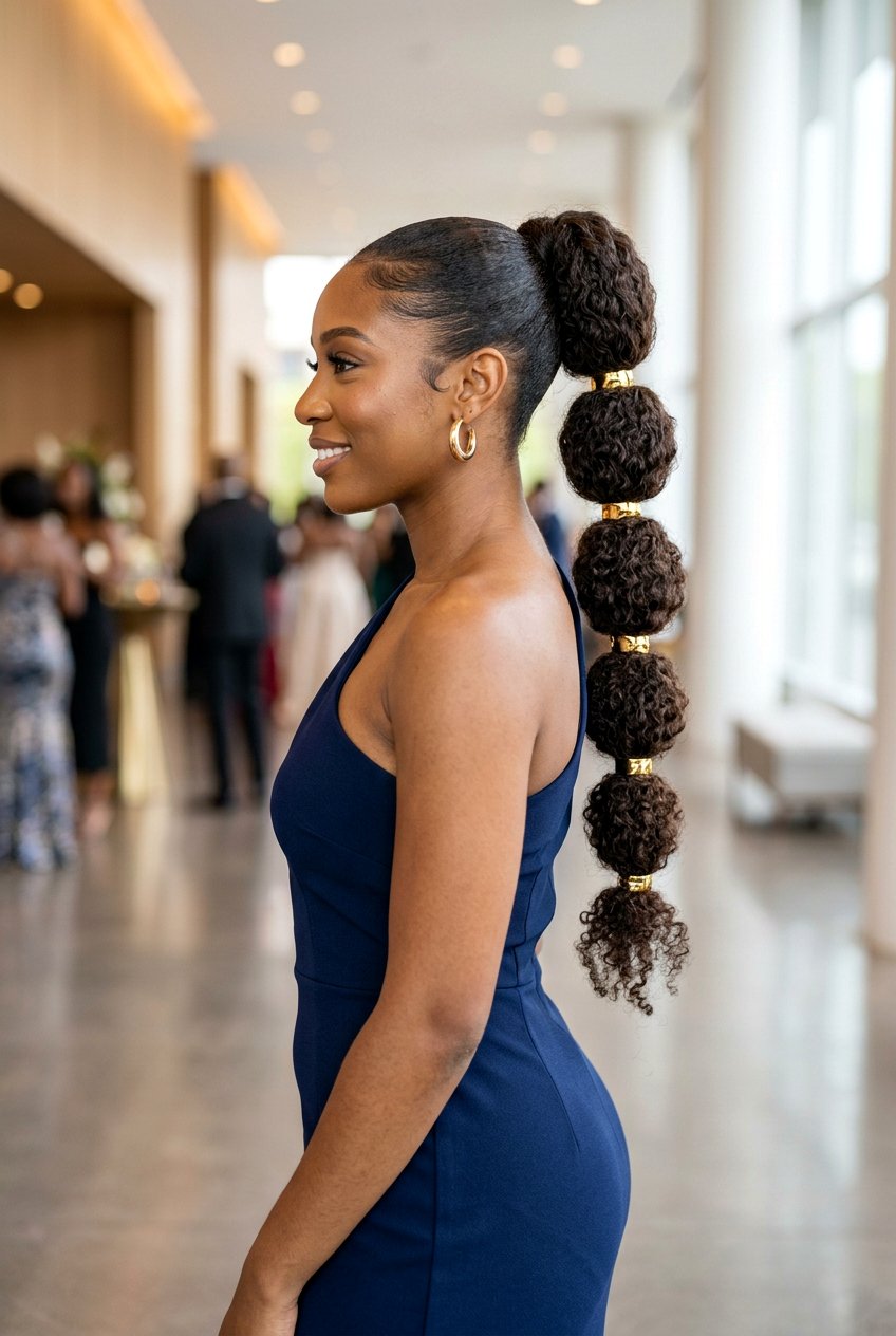 Bubble Ponytail Curls - 20 prom hairstyle for curly natural hair - 20 prom hairstyle for curly natural hair