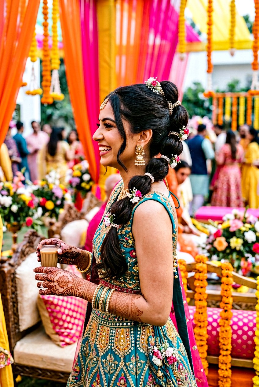 Bubble Ponytail Mehndi Hairstyle - 20 mehndi hairstyles - 20 mehndi hairstyles