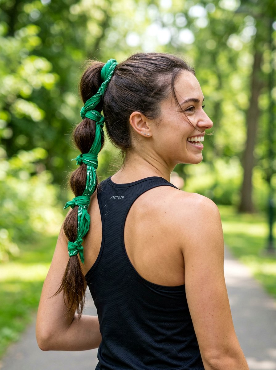 Bubble Ponytail Scarf - 20 scarf braid hairstyle for women - 20 scarf braid hairstyle for women