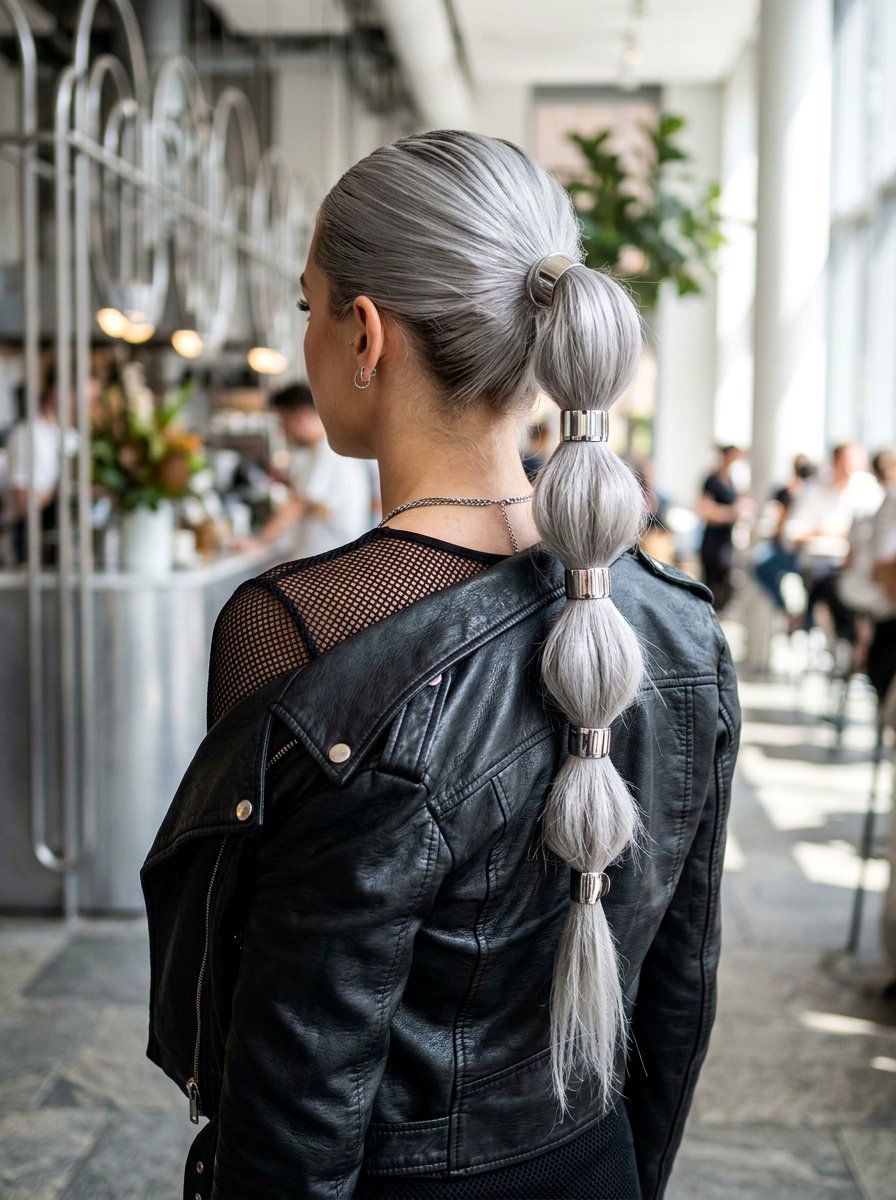Bubble Ponytail Silver Rings - 20 soft goth ponytail hairstyle - 20 soft goth ponytail hairstyle