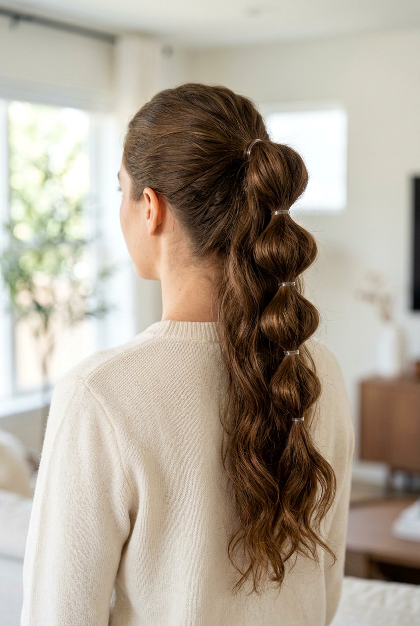 Bubble Ponytail Texture - 20 easy overnight hairstyles for long hair - 20 easy overnight hairstyles for long hair