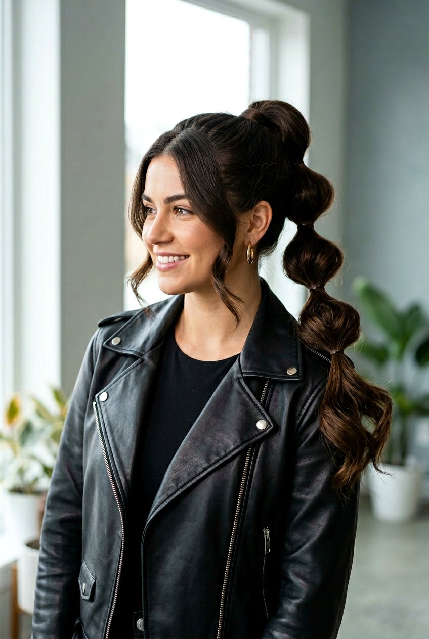 Bubble Ponytail Waves - 20 easy overnight hairstyle for thick hair - 20 easy overnight hairstyle for thick hair