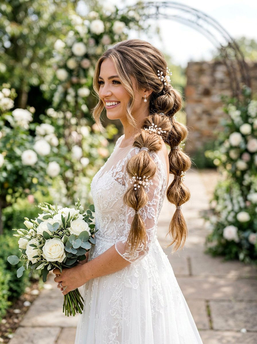 Bubble Ponytail Wedding Look - 20 wedding hairstyles for outdoor ceremony - 20 wedding hairstyles for outdoor ceremony