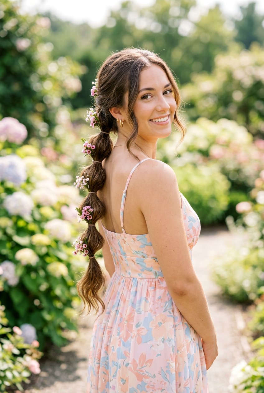 Bubble Ponytail With Flowers - 20 bubble ponytail for wedding guest - 20 bubble ponytail for wedding guest