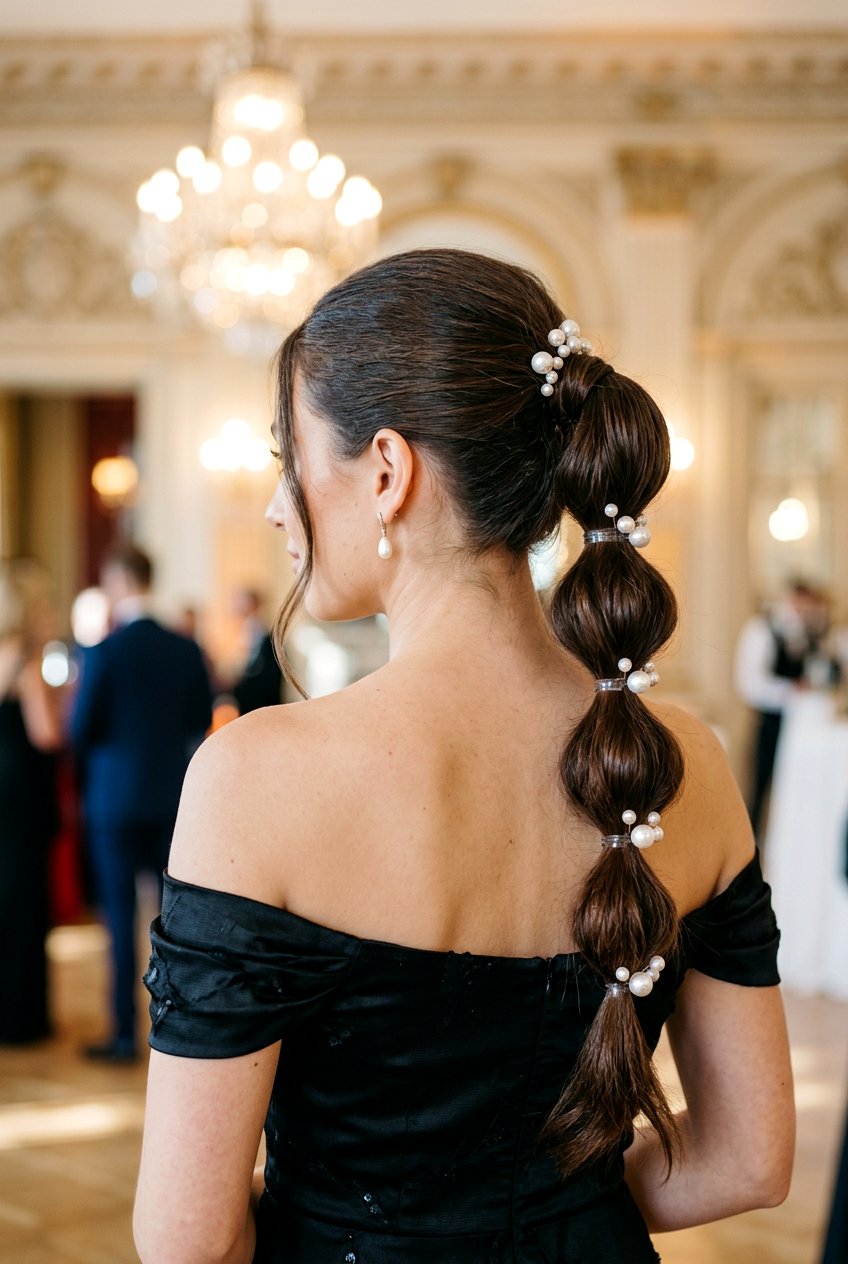 Bubble Ponytail With Pearl Pins - 20 bubble ponytail for wedding guest - 20 bubble ponytail for wedding guest