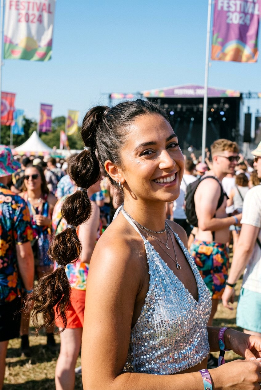 Bubble Ponytail With Textured Ends - 20 boho messy ponytail hairstyle - 20 boho messy ponytail hairstyle