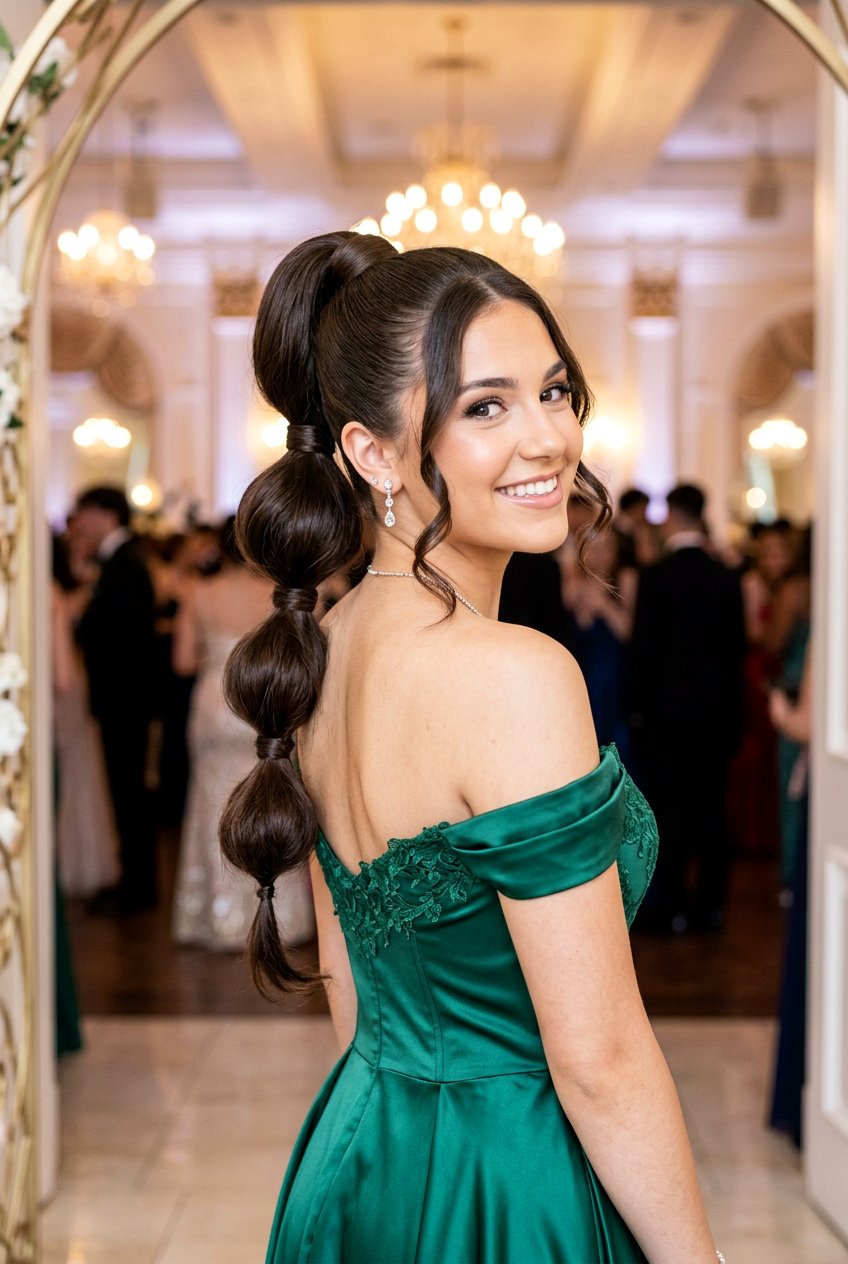 Bubble Ponytail for Prom - 20 prom hairstyles for medium hair - 20 prom hairstyles for medium hair