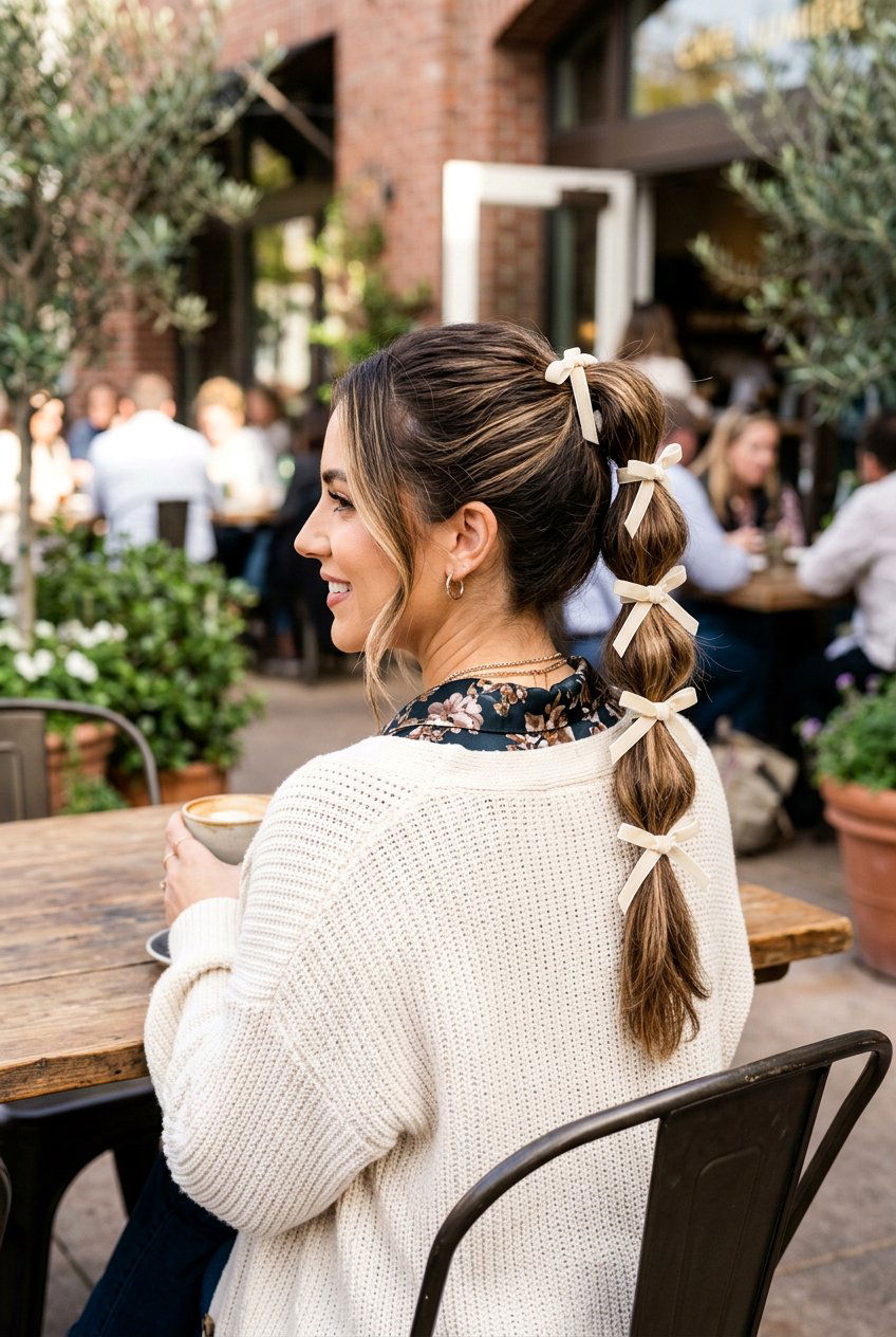 Bubble Ribbon Ponytail - 20 ribbon ponytail hairstyles - 20 ribbon ponytail hairstyles