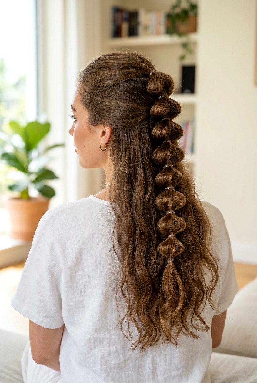Bubble braid half up half down - 20 half up half down wedding hairstyles - 20 half up half down wedding hairstyles