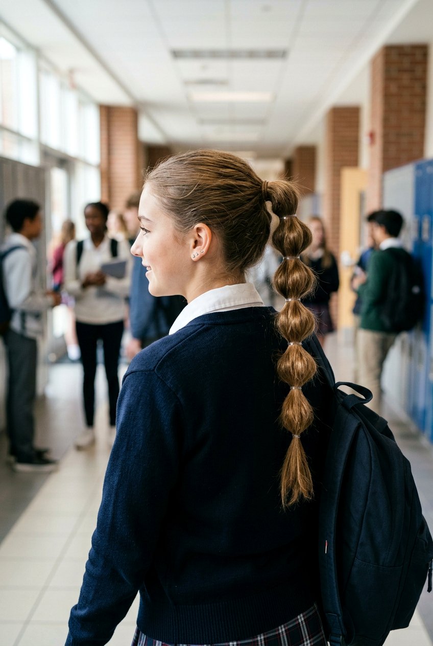 Bubble braid ponytail - 20 cute hairstyles for school - 20 cute hairstyles for school