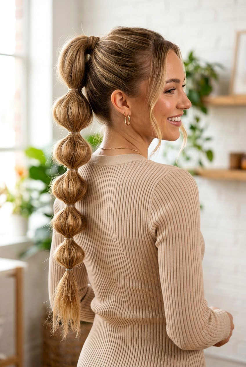 Bubble braid ponytail - 20 easy updo hairstyles - 20 easy updo hairstyles