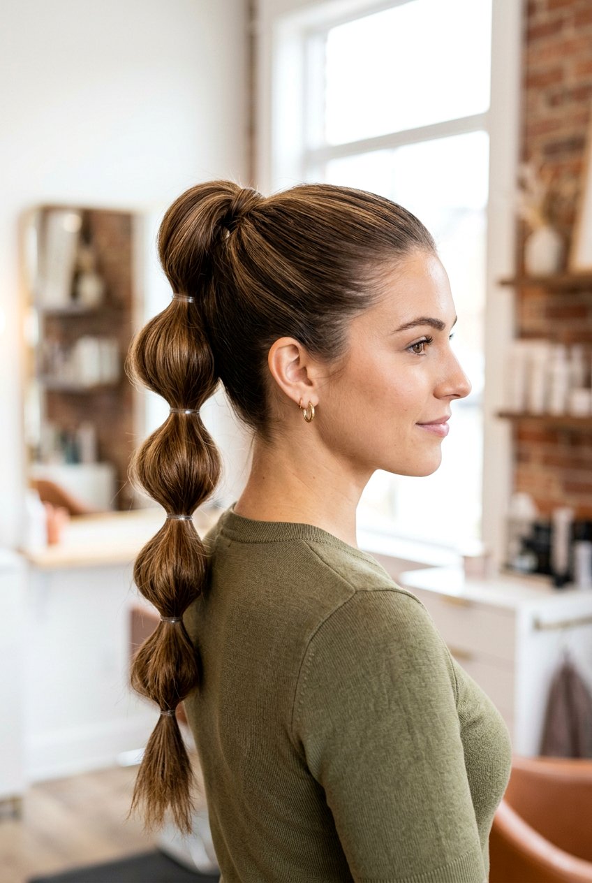 Bubble ponytail - 20 quick no heat hairstyle for mornings - 20 quick no heat hairstyle for mornings