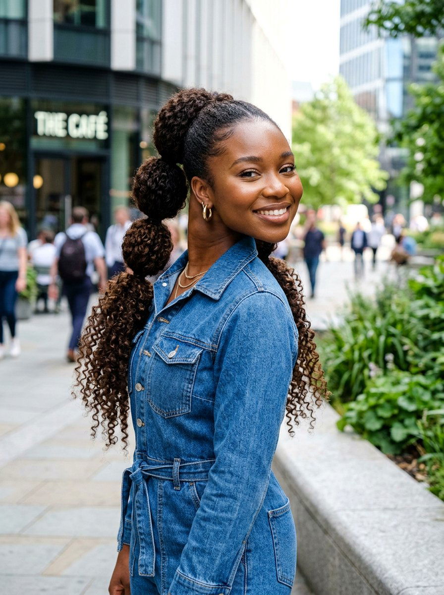 Bubbled Curly Ponytail - 20 western ponytail with curls - 20 western ponytail with curls