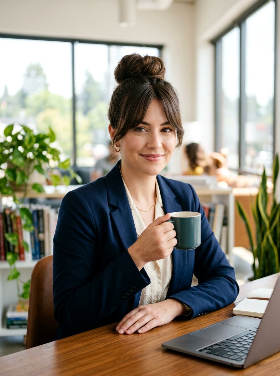 Bun With Curtain Bangs - 20 cute bun hairstyle ideas for work - 20 cute bun hairstyle ideas for work