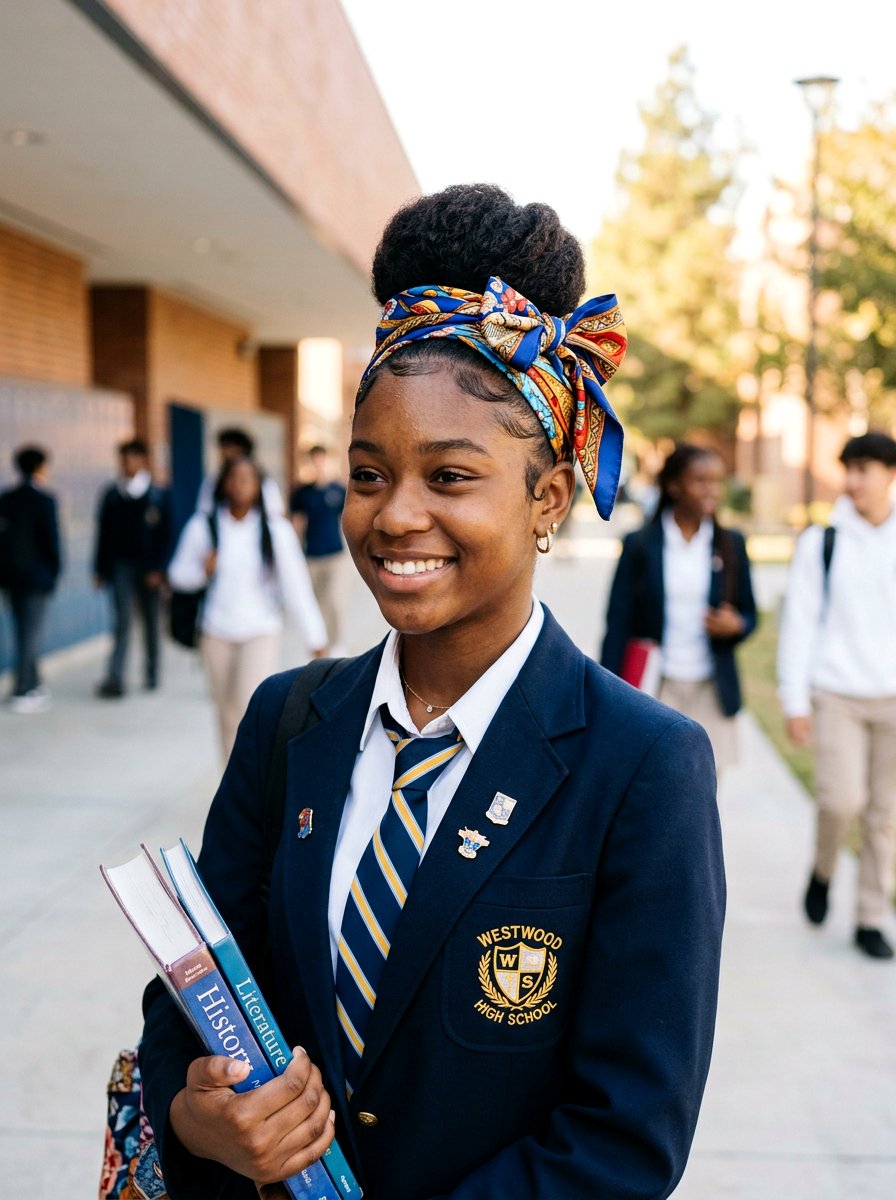 Bun With Scarf - 20 school bun styles for black girls - 20 school bun styles for black girls