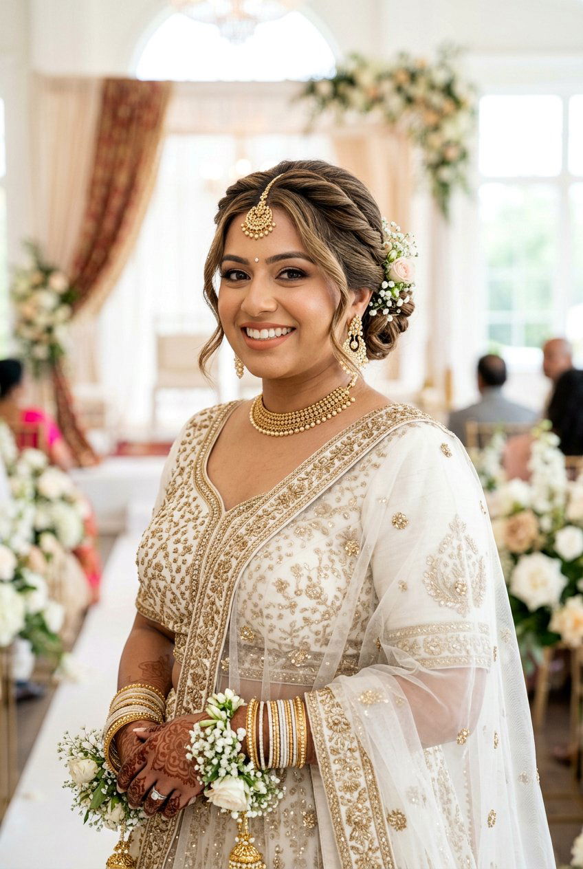 Bun With Twist Front For Round Face - 20 desi bridal bun hairstyle - 20 desi bridal bun hairstyle