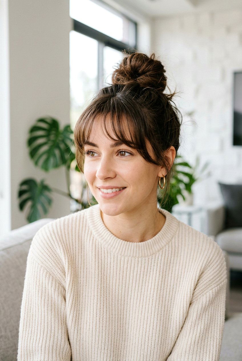 Bun with see through bangs - 20 korean see through bangs - 20 korean see through bangs