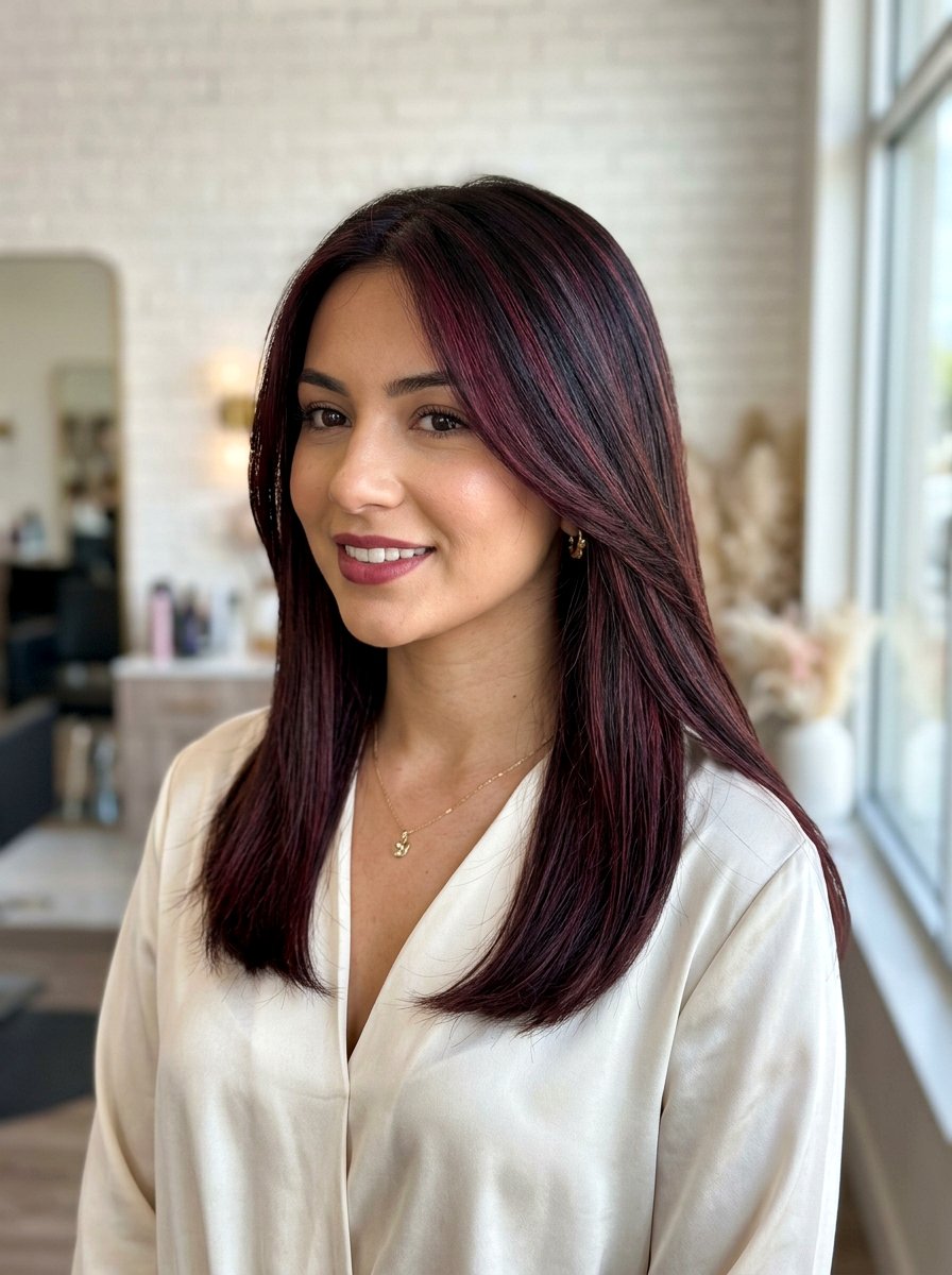 Burgundy Babylights For Dark Brunettes - 20 dimensional red for dark brunette hair - 20 dimensional red for dark brunette hair