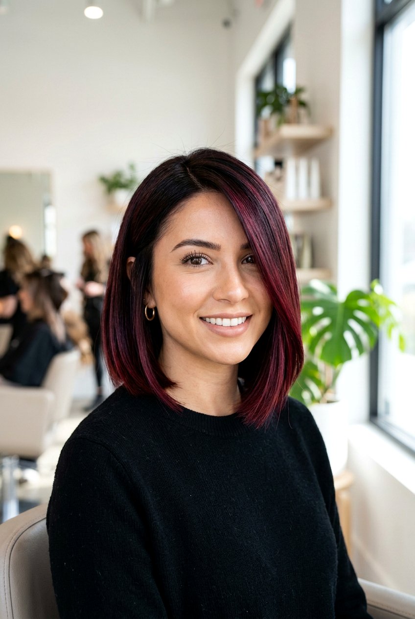 Burgundy Balayage Bob - 20 burgundy balayage on dark hair - 20 burgundy balayage on dark hair