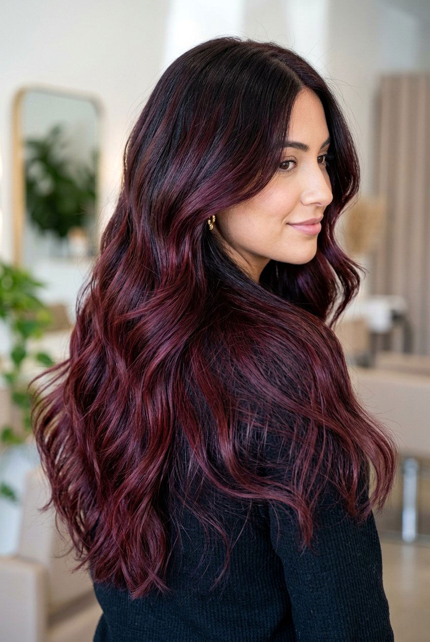 Burgundy Balayage On Long Hair - 20 burgundy balayage on dark hair - 20 burgundy balayage on dark hair