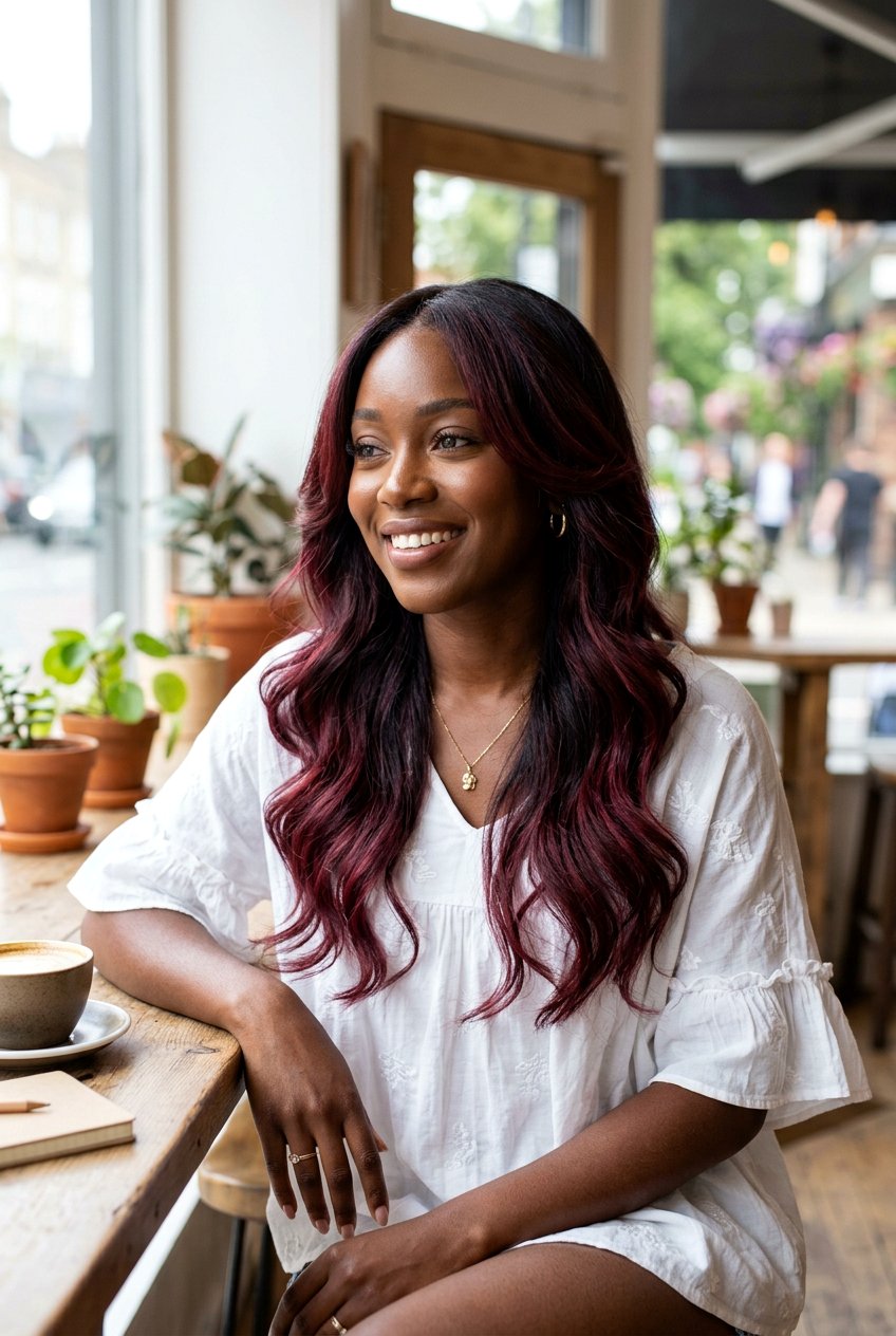 Burgundy Balayage - 20 burgundy hair color for dark skin - 20 burgundy hair color for dark skin