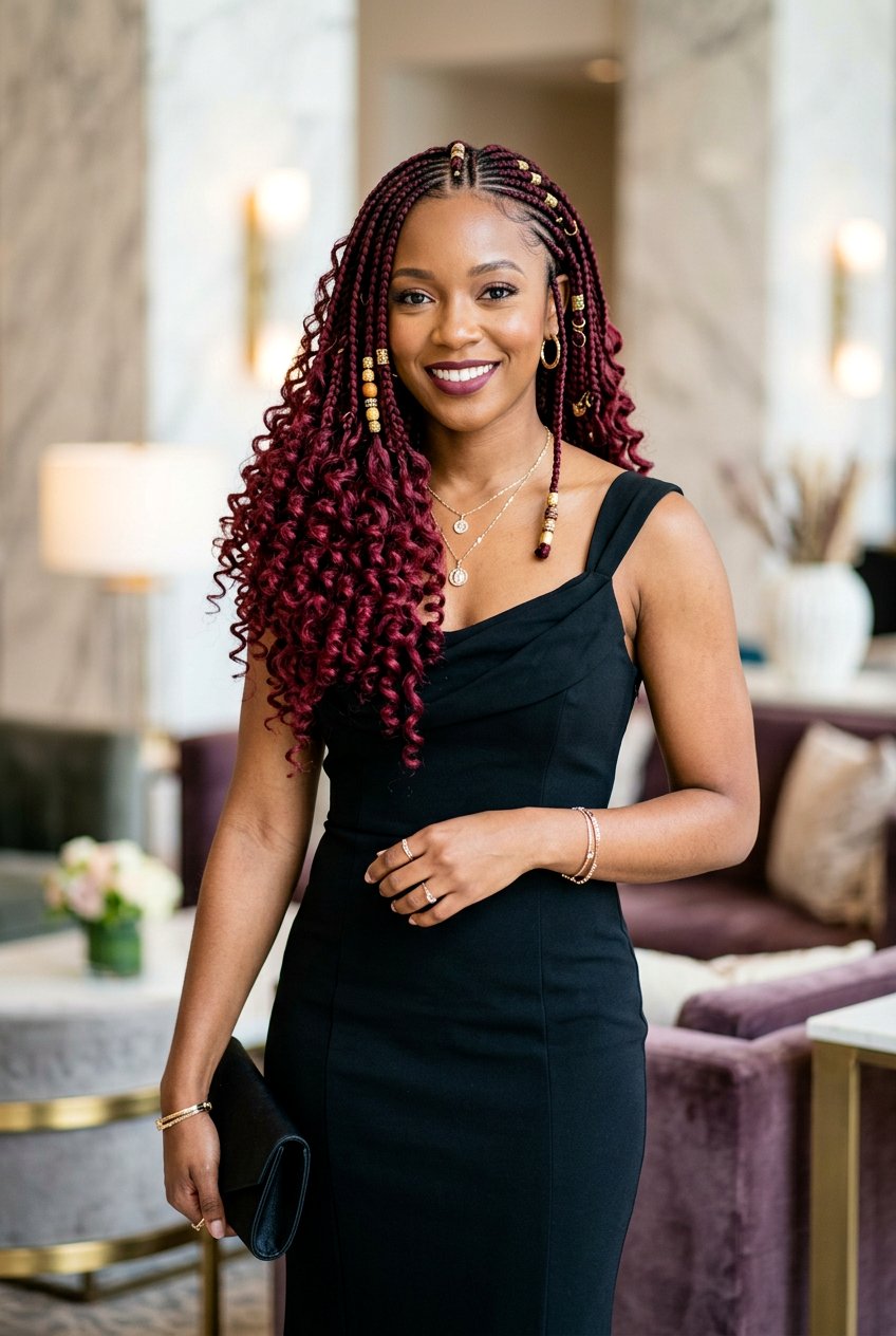 Burgundy Boho Fulani Braids - 20 boho fulani braids - 20 boho fulani braids