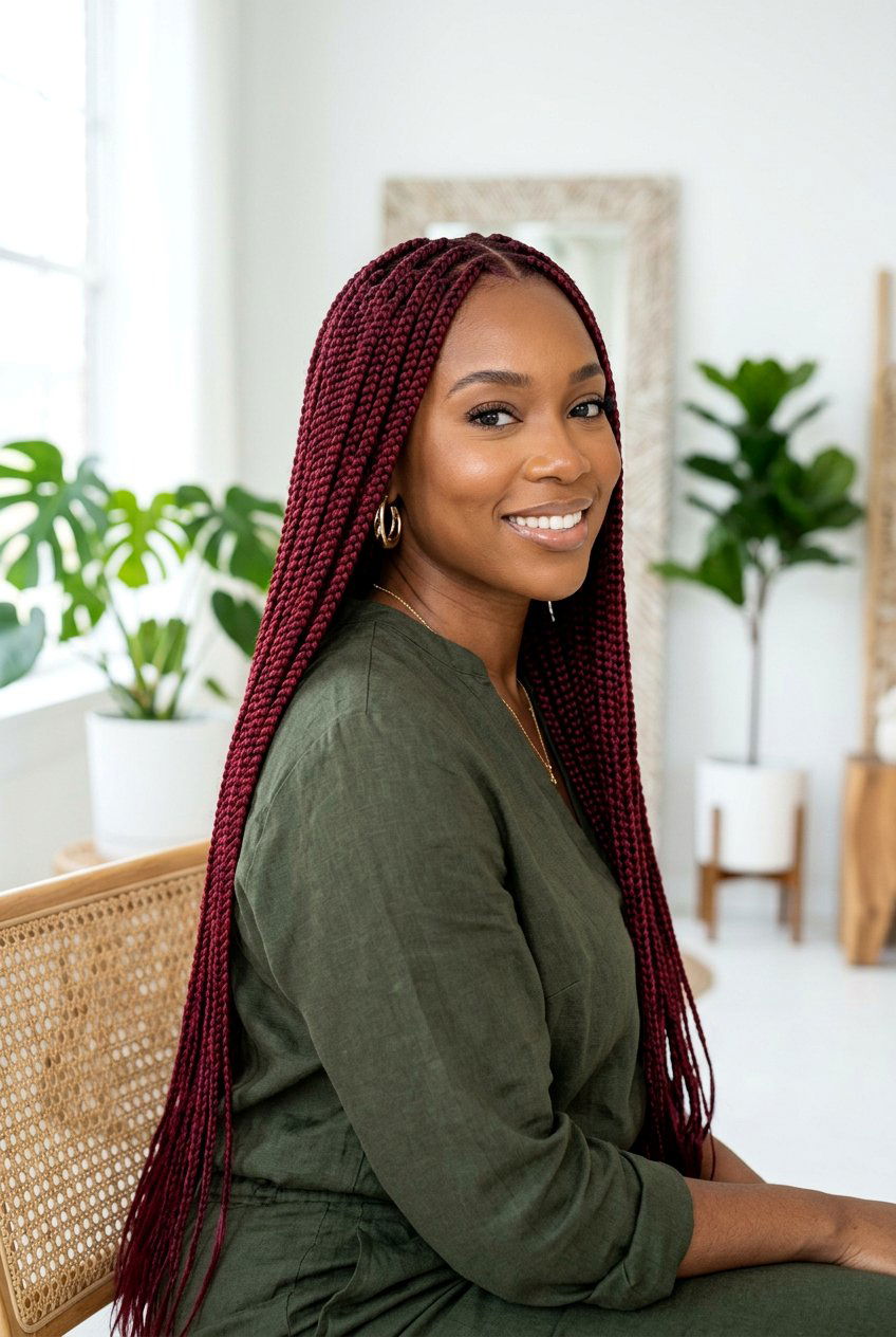 Burgundy Box Braids - 20 box braids hairstyles - 20 box braids hairstyles