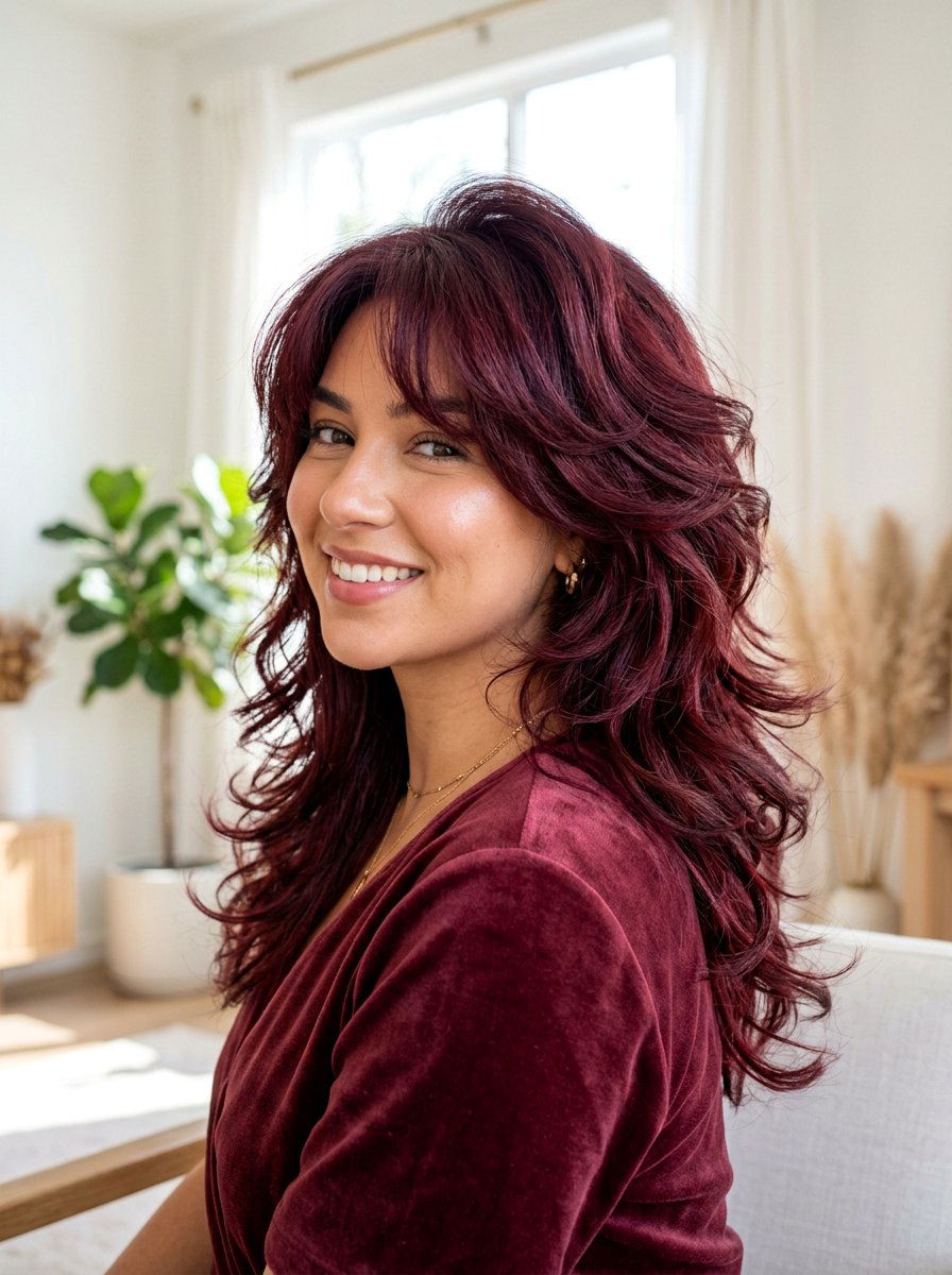Burgundy Butterfly Haircut - 20 butterfly haircut hair color ideas - 20 butterfly haircut hair color ideas