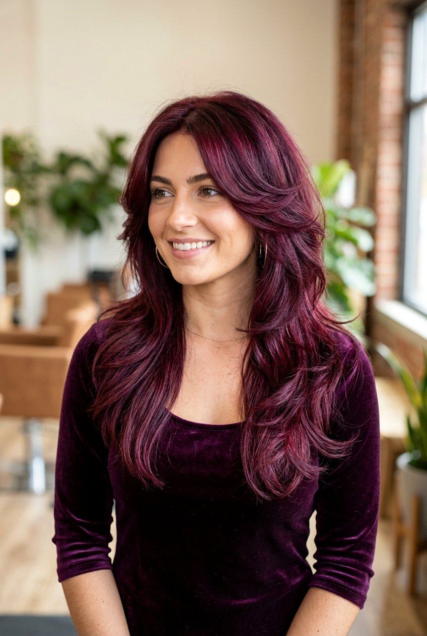 Burgundy Butterfly Haircut - 20 hair color ideas for butterfly haircut - 20 hair color ideas for butterfly haircut