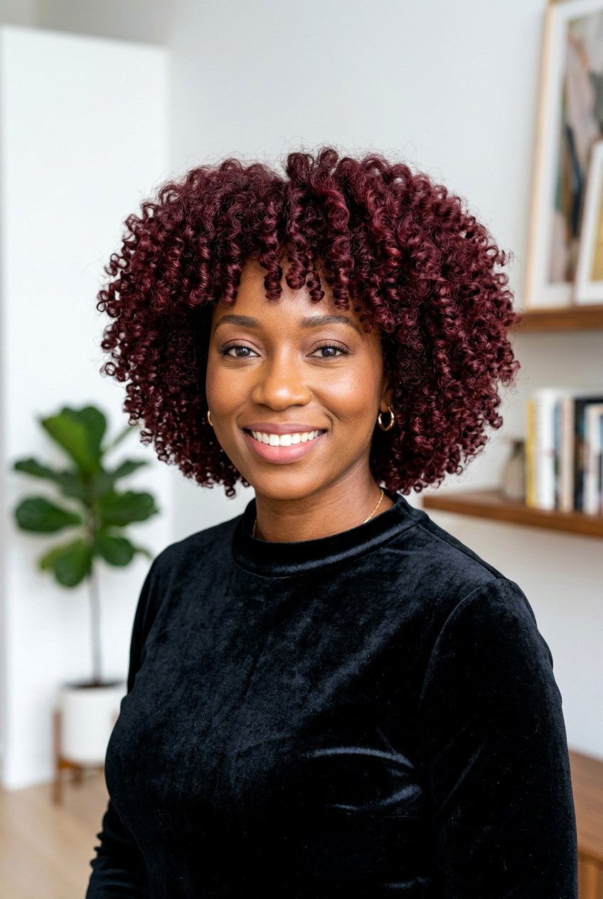 Burgundy Curly Afro Bob - 20 curly afro bob haircut - 20 curly afro bob haircut