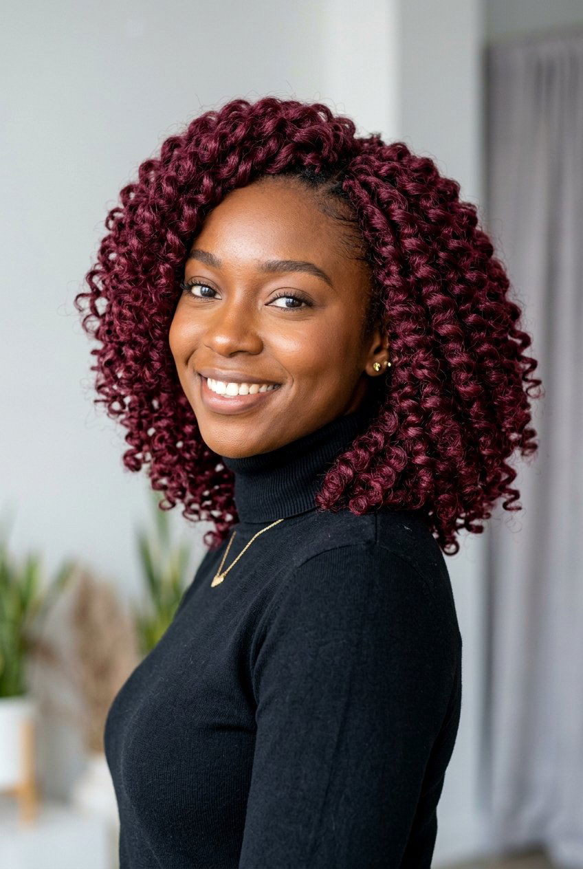 Burgundy Curly Crochet Bob - 20 crochet curly bob for black women - 20 crochet curly bob for black women