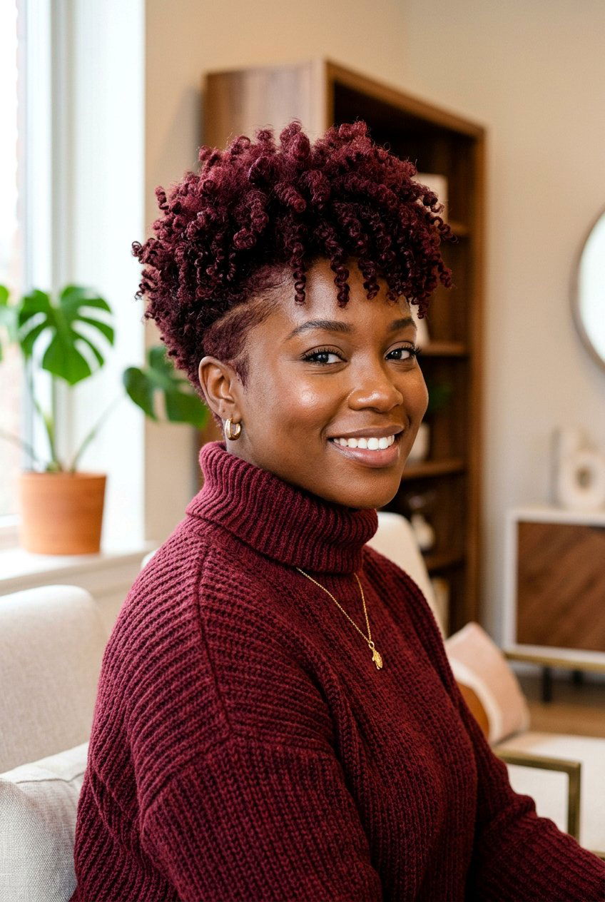 Burgundy Curly Tapered Cut - 20 black women curly tapered cut ideas - 20 black women curly tapered cut ideas