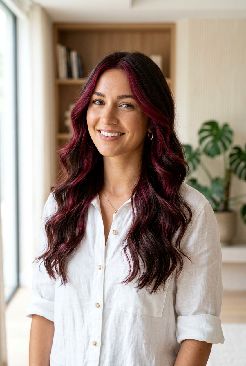 Burgundy Face Framing Highlights - 20 burgundy highlights for mature women - 20 burgundy highlights for mature women