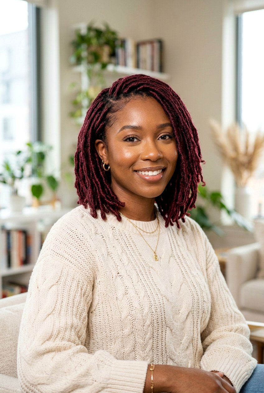 Burgundy Faux Loc Bob - 20 faux loc bob hairstyles - 20 faux loc bob hairstyles